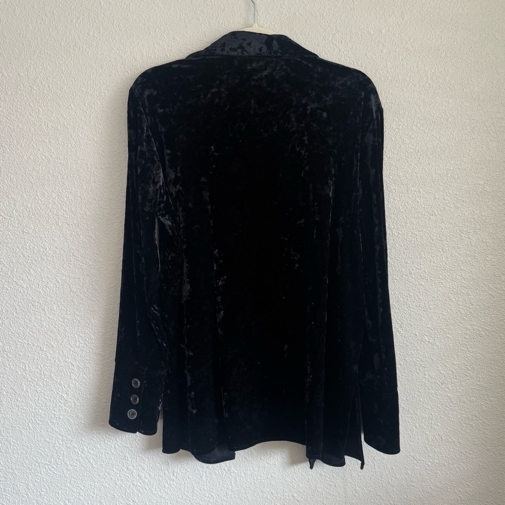 VTG Harvard Benard Large Velour Crushed Velvet Button Down Whimsigoth Cardigan‎ - Picture 7 of 9